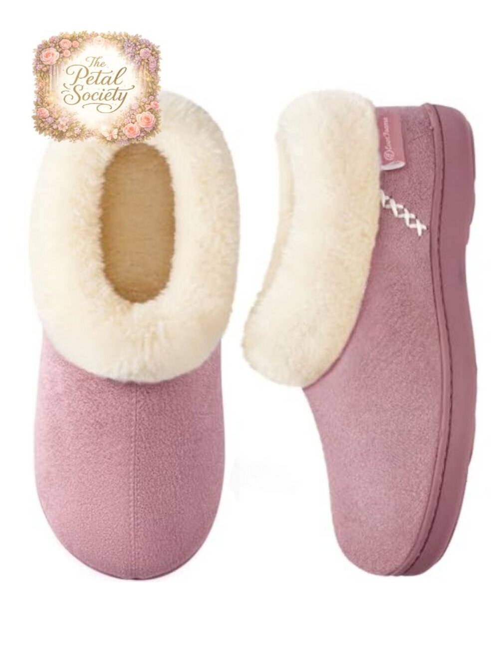 Microsuede Winter Slippers Cozy Faux Fur Lined Indoor Outdoor House Shoes